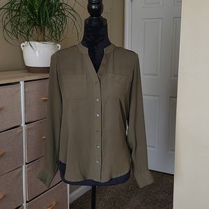 Banana Republic Military Green Long Sleeve Blouse Size XS